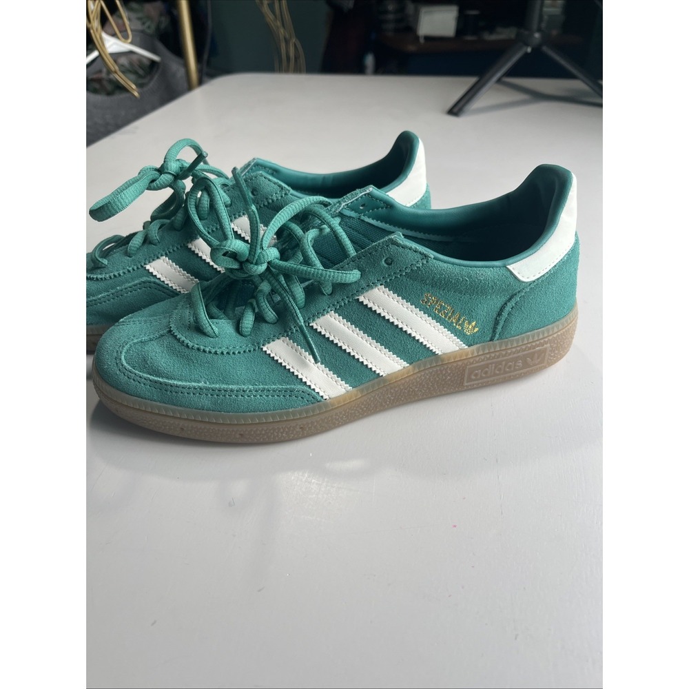 Size 6.5 - Adidas Handball Spezial Collegiate Green White Walking Training - Picture 3 of 11